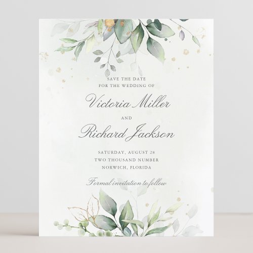 Budget Eucalyptus Greenery Gold Save The Date