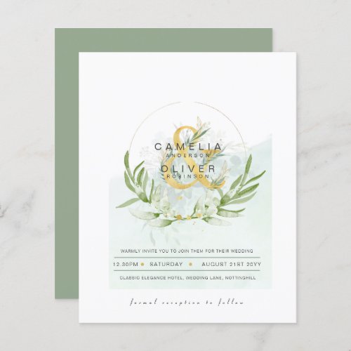 BUDGET Eucalyptus Greenery Gold Wedding QR CODE IN