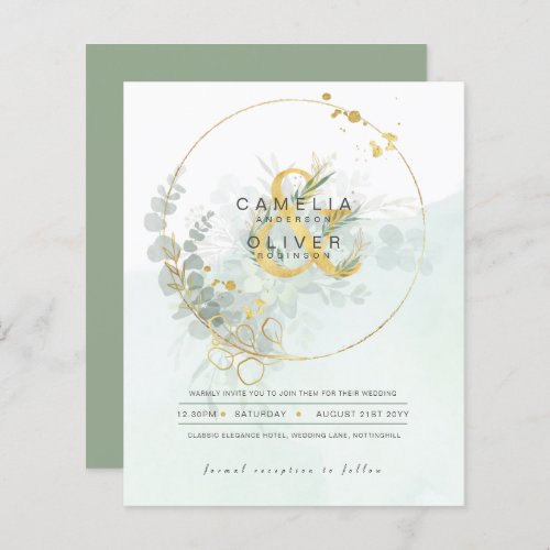 BUDGET Eucalyptus Greenery Gold Wedding QR CODE IN