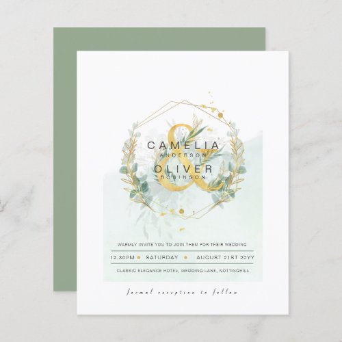 BUDGET Eucalyptus Greenery Gold Wedding QR CODE IN