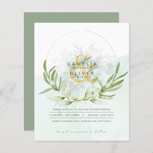 BUDGET Eucalyptus Greenery Gold Wedding QR CODE IN