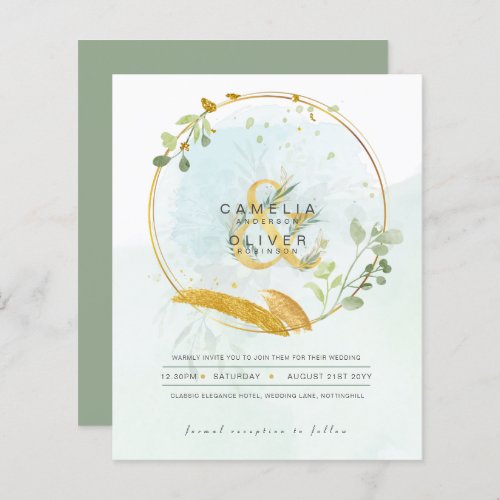 BUDGET Eucalyptus Greenery Gold Wedding QR CODE IN