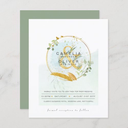 BUDGET Eucalyptus Greenery Gold Wedding QR CODE IN