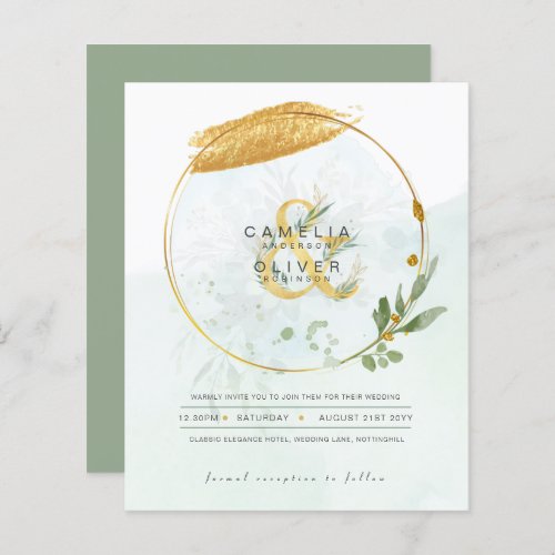 BUDGET Eucalyptus Greenery Gold Wedding QR CODE IN