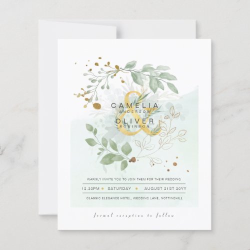 BUDGET Eucalyptus Greenery Gold Wedding QR CODE IN