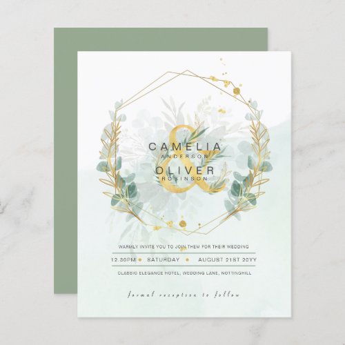 BUDGET Eucalyptus Greenery Gold Wedding QR CODE IN