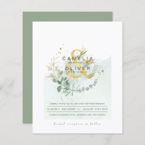 BUDGET Eucalyptus Greenery Gold Wedding QR CODE IN