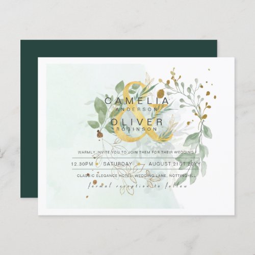 BUDGET Eucalyptus Greenery Gold Wedding QR CODE IN