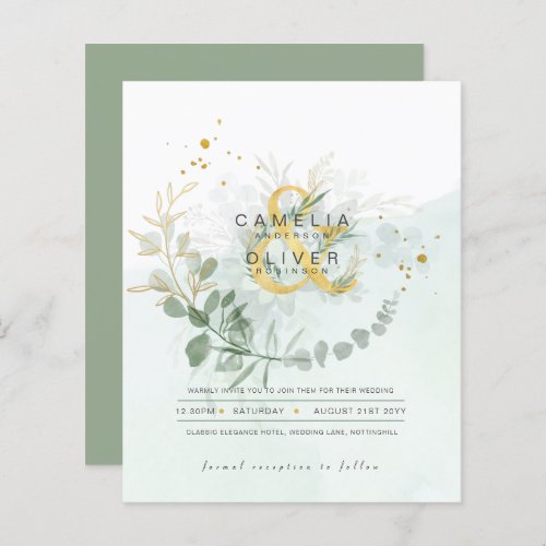 BUDGET Eucalyptus Greenery Gold Wedding QR CODE IN