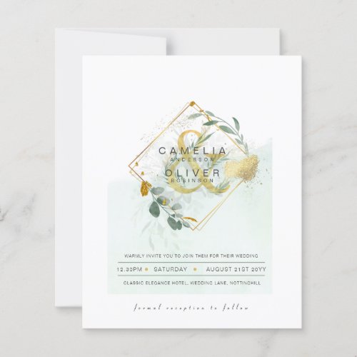 BUDGET Eucalyptus Greenery Gold Wedding QR CODE IN