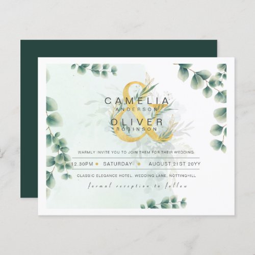 BUDGET Eucalyptus Greenery Gold Wedding QR CODE IN