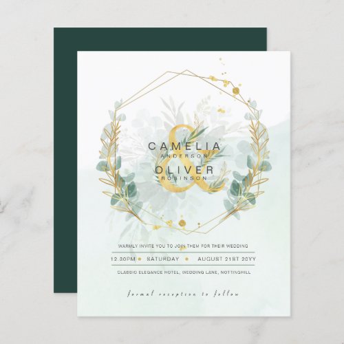 BUDGET Eucalyptus Greenery Gold Wedding QR CODE IN