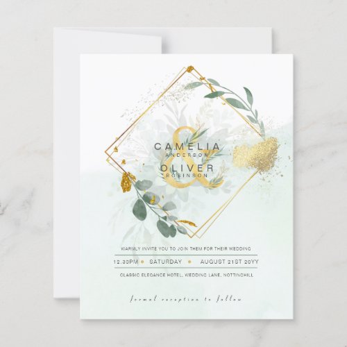 BUDGET Eucalyptus Greenery Gold Wedding QR CODE IN