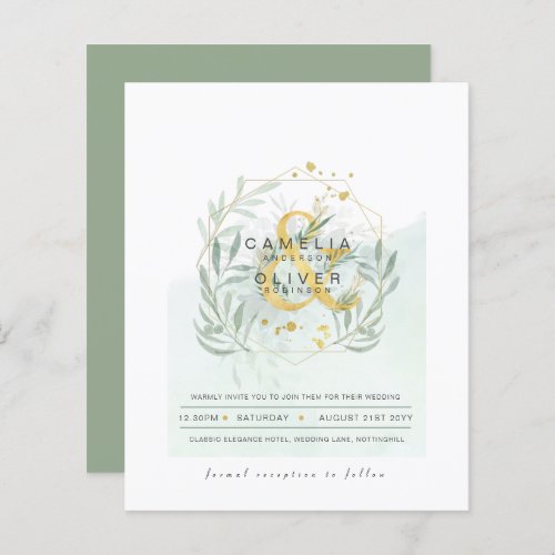 BUDGET Eucalyptus Greenery Gold Wedding QR CODE IN