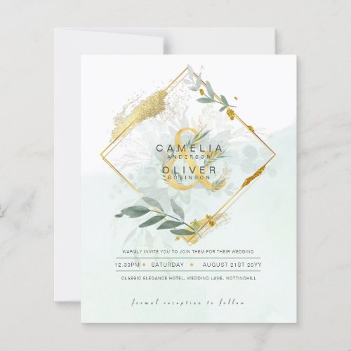 BUDGET Eucalyptus Greenery Gold Wedding QR CODE IN