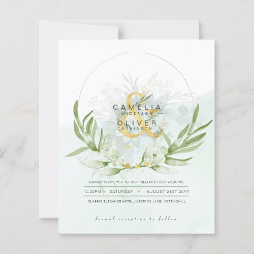 BUDGET Eucalyptus Greenery Gold Wedding QR CODE IN