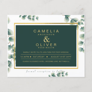 BUDGET Eucalyptus Greenery Gold Wedding QR CODE IN Flyer