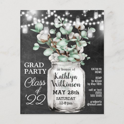 BUDGET Eucalyptus Greenery GRAD Party Invitation