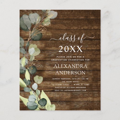 Budget Eucalyptus Greenery Graduation Class 2022 Flyer