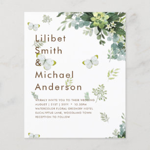BUDGET Eucalyptus Greenery Leaf Botanical Wedding Flyer