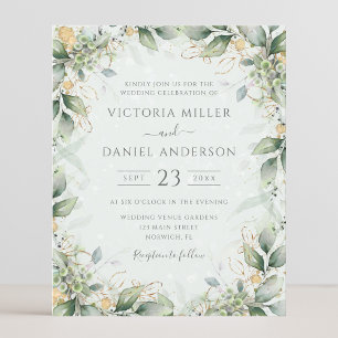 Budget Eucalyptus Greenery Leaf Wedding Invitation