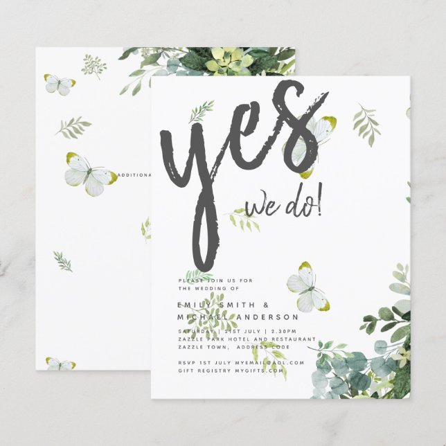 BUDGET Eucalyptus Greenery Leaves Emerald Wedding (Front/Back)