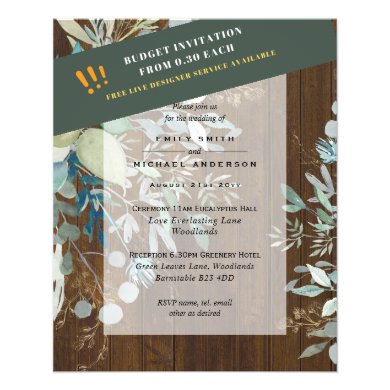 BUDGET EUCALYPTUS Greenery Leaves Wedding INVITES Flyer