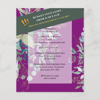 BUDGET EUCALYPTUS Greenery Leaves Wedding INVITES  Flyer