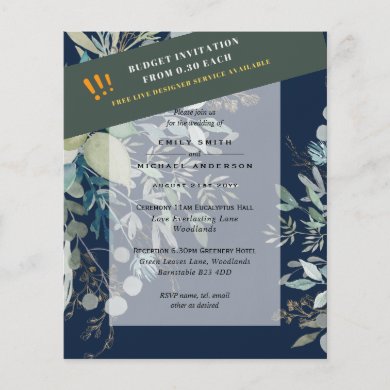 BUDGET EUCALYPTUS Greenery Leaves Wedding INVITES  Flyer