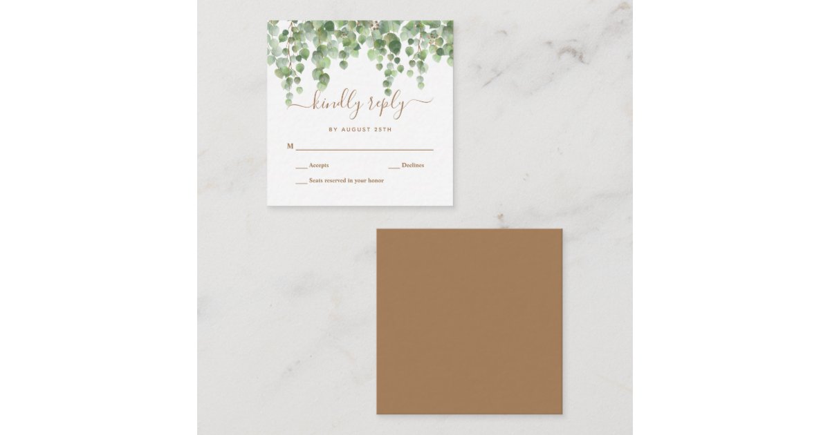 Budget Eucalyptus Greenery Leaves Wedding RSVP Note Card | Zazzle