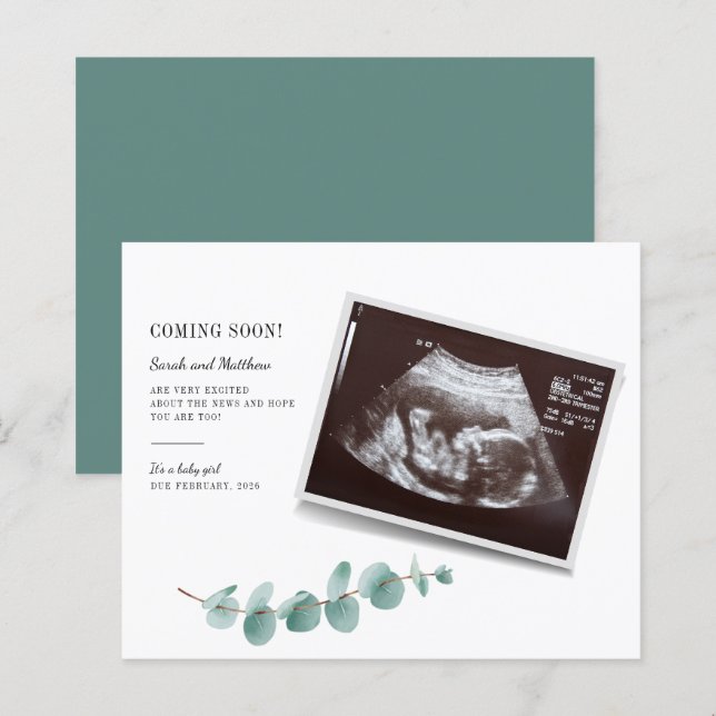 Budget Eucalyptus Greenery Pregnancy Baby Reveal (Front/Back)