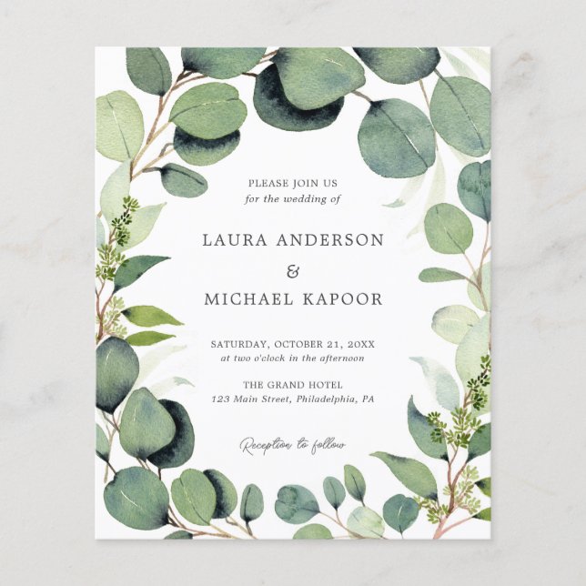 Budget Eucalyptus Greenery Rustic Wedding (Front)