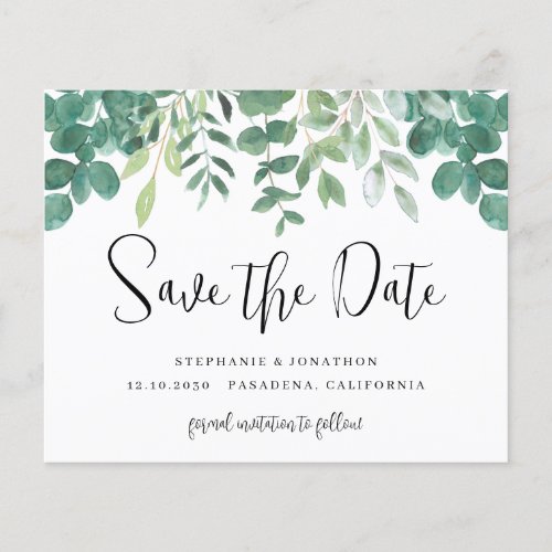 Budget Eucalyptus Greenery Save The Date 