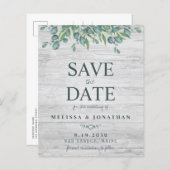Budget Eucalyptus Greenery Save The Date Postcard (Front/Back)