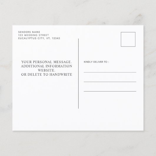 Budget Eucalyptus Greenery Save The Date Postcard (Back)