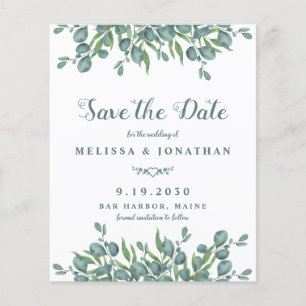 Budget Eucalyptus Greenery Save The Date Postcard