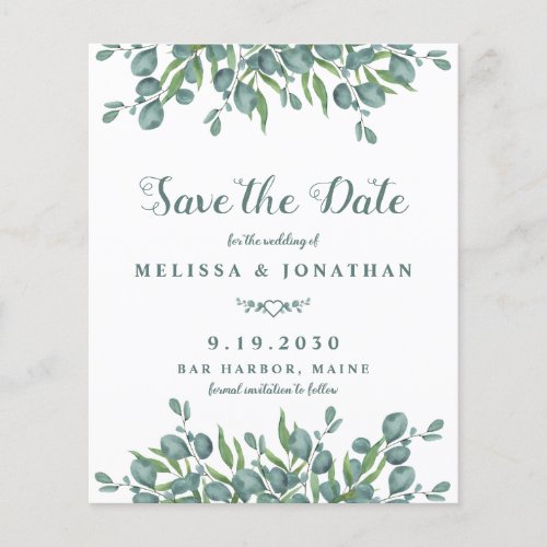 Budget Eucalyptus Greenery Save The Date Postcard