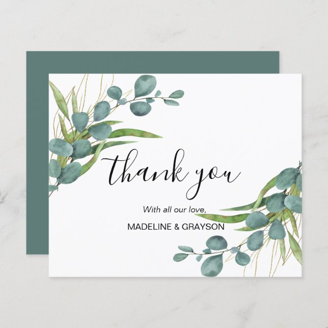 BUDGET Eucalyptus Greenery Script Thank You  (Front/Back)