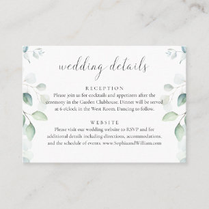 Budget Eucalyptus Greenery Wedding Details Card