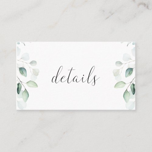 Budget Eucalyptus Greenery Wedding Details Card