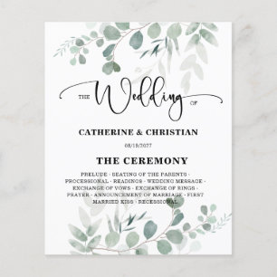 Budget Eucalyptus Greenery Wedding Flat Programs
