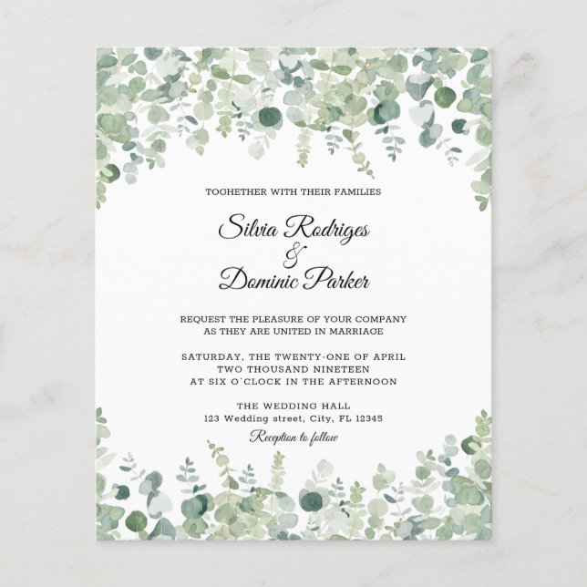 Budget Eucalyptus Greenery  Wedding Flyer (Front)