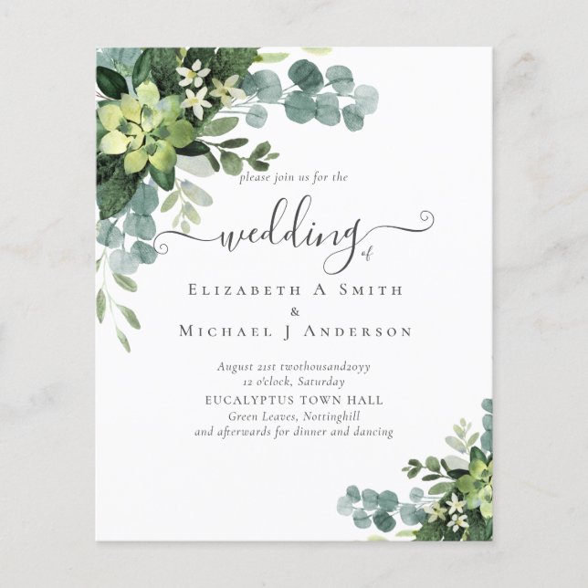 BUDGET  Eucalyptus Greenery Wedding Flyer (Front)