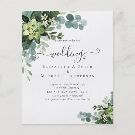BUDGET  Eucalyptus Greenery Wedding Flyer