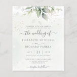 Budget Eucalyptus Greenery Wedding Invitation<br><div class="desc">Beautiful wedding invitation featuring watercolor eucalyptus and gold leaves.</div>