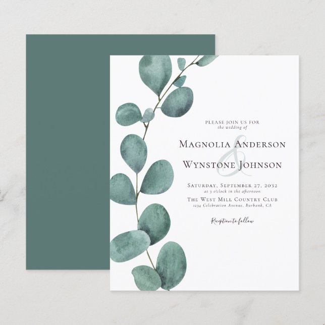 Budget Eucalyptus Greenery Wedding Invitation (Front/Back)