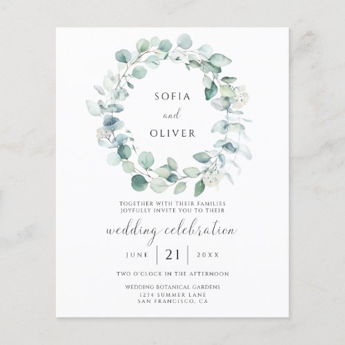 Budget Eucalyptus Greenery Wedding Invitation