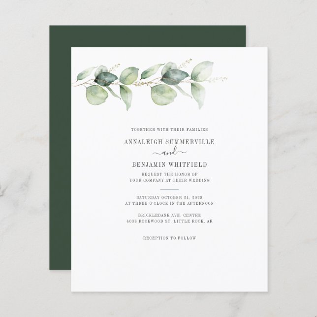  Budget Eucalyptus Greenery Wedding Invitation (Front/Back)