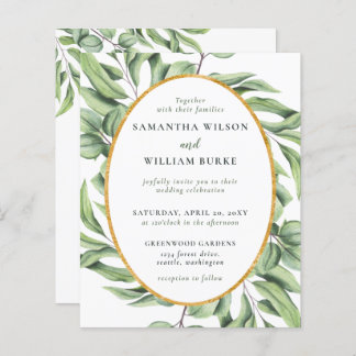 Budget Eucalyptus Greenery Wedding Invitation