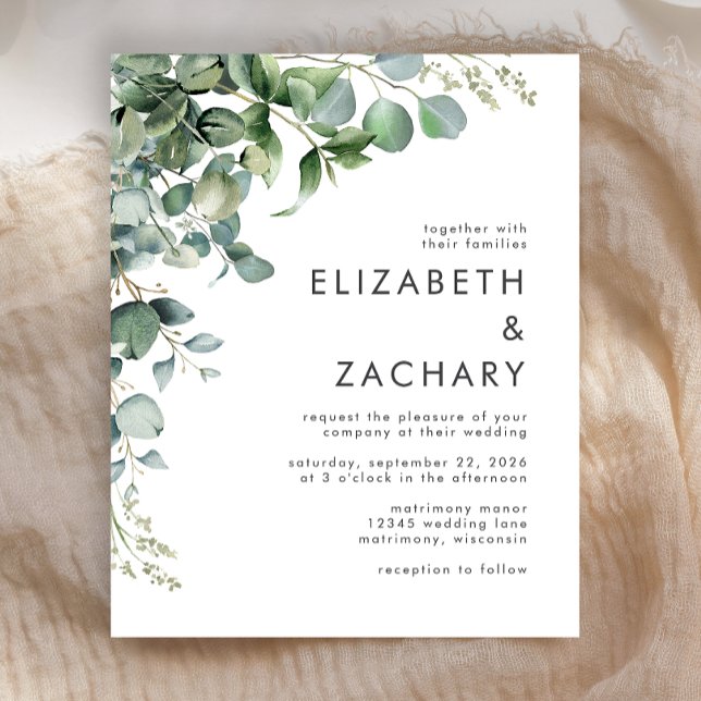 Budget Eucalyptus Greenery Wedding Invitation (Creator Uploaded)